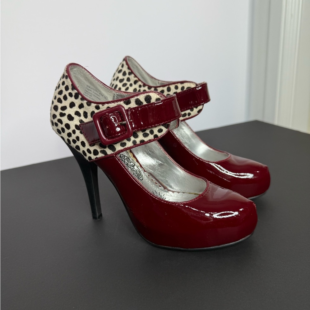 Naughty Monkey Red and Leopard Heels - Picture 2 of 9